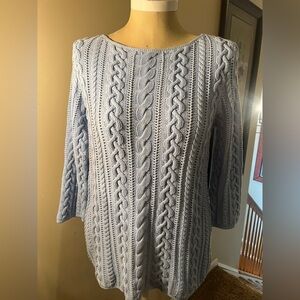 Ralph Lauren cable knit boatneck sweater. XL Blue